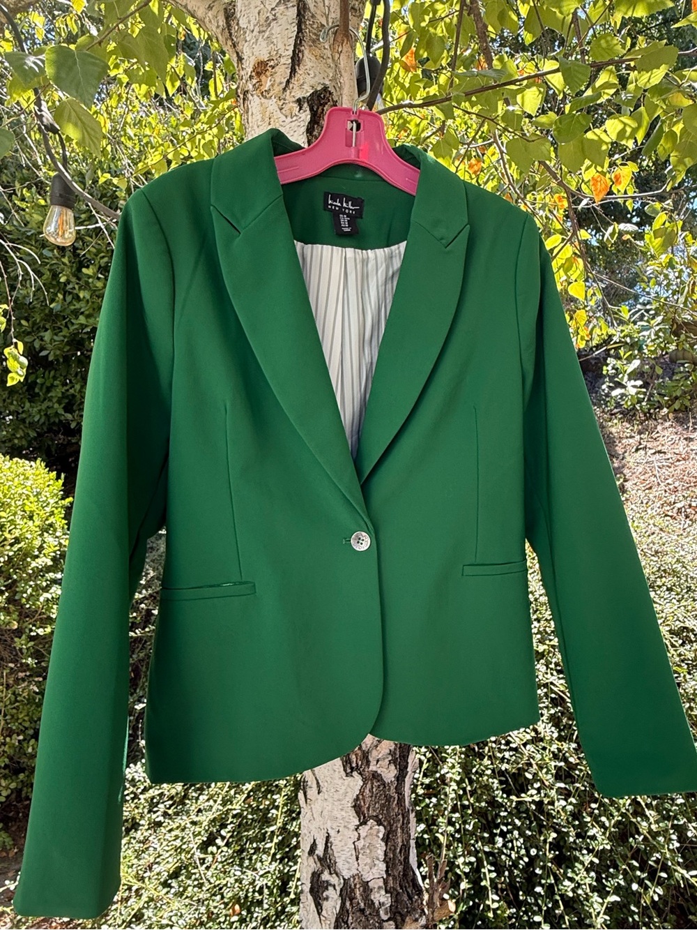 Nicole Miller New York Emerald Green Tailored Blazer Jacket Size M